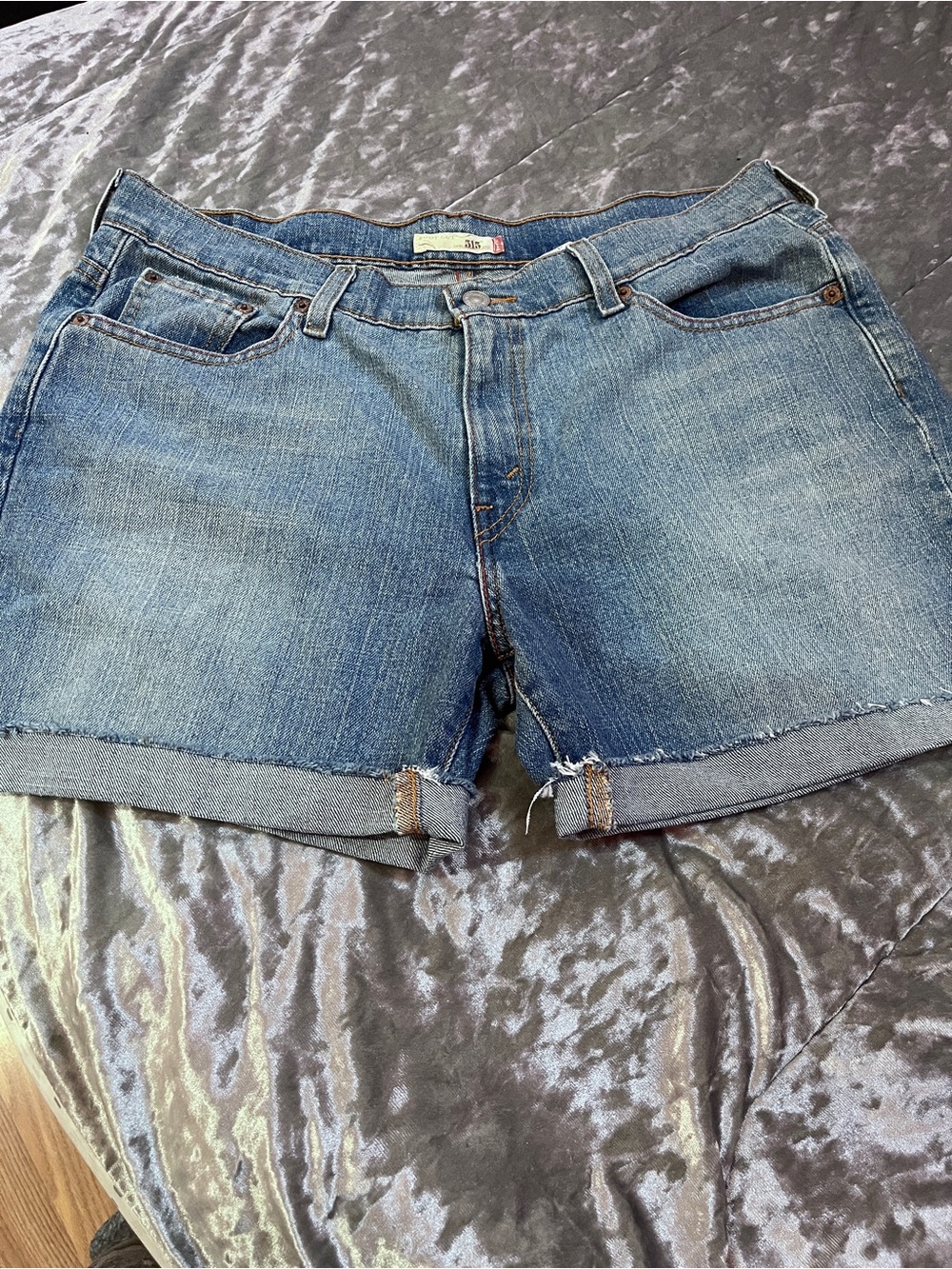 Levi's Medium Blue Denim Cuffed Jean Shorts